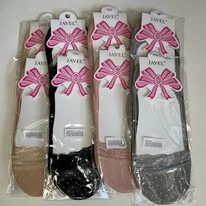 JAVEL non slippery low cut lace detail pad on the ball of the foot 8 pack socks